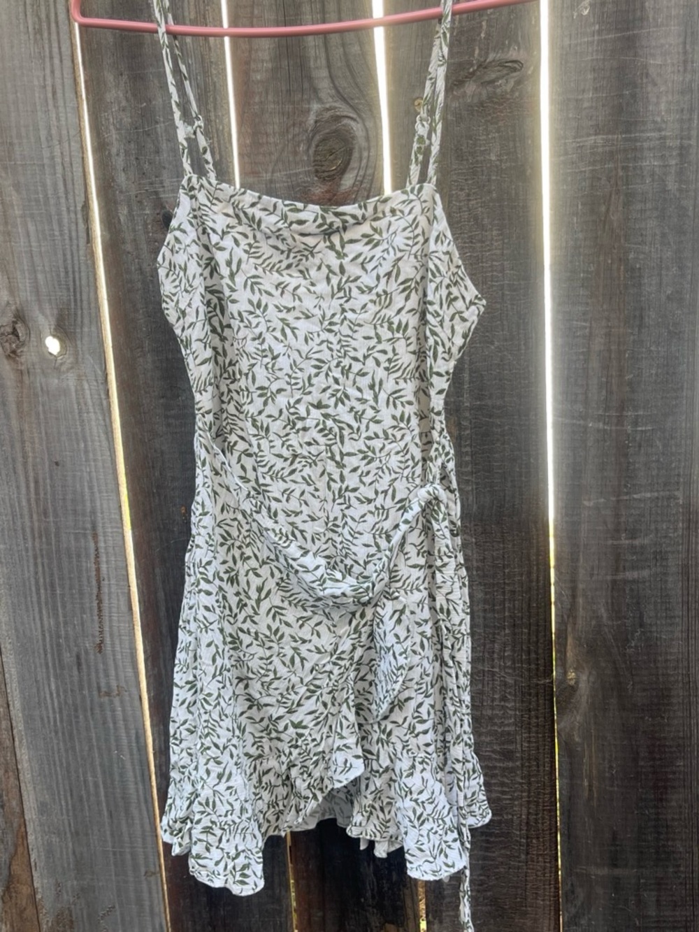 Princess Polly White Slip Dress with Green Leaf Print